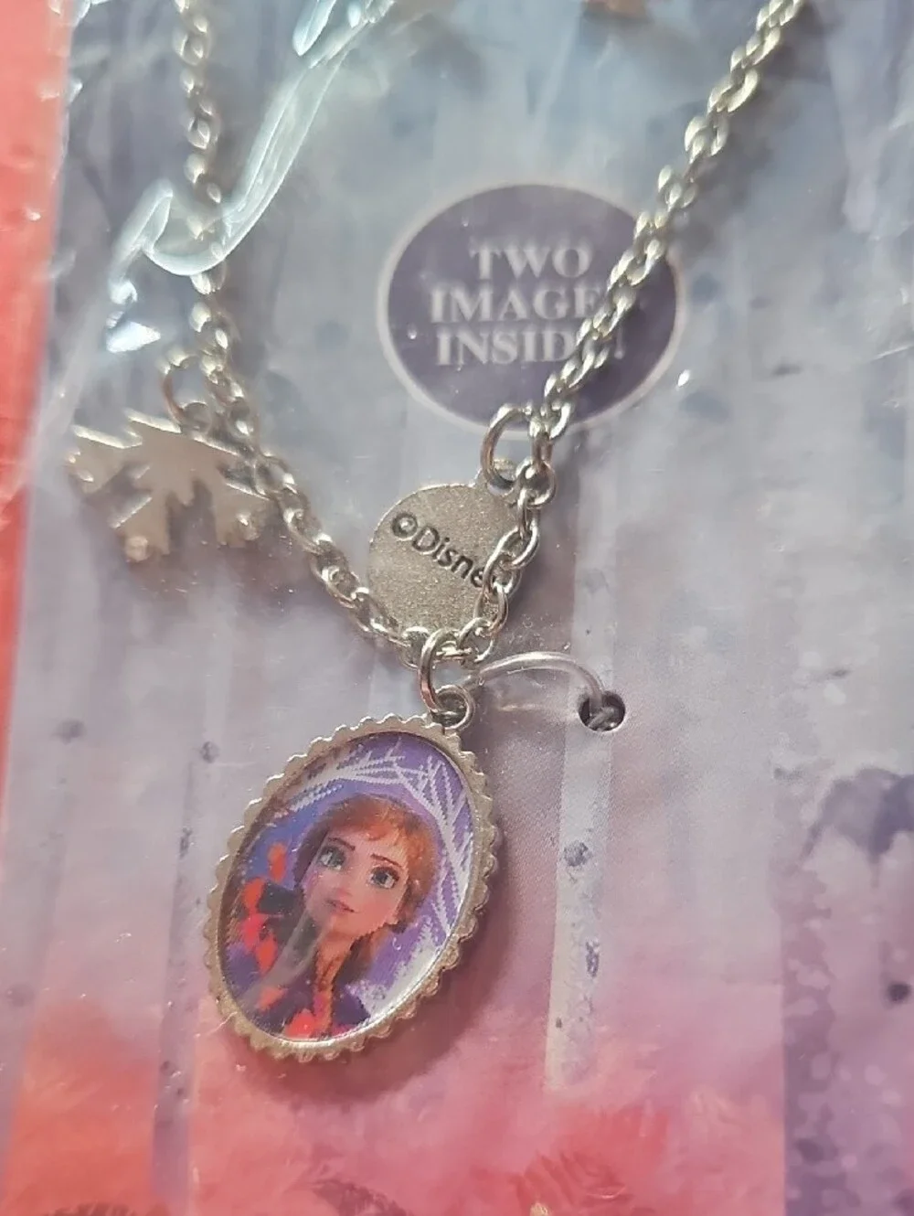 Disney Silver Necklace and Earring Set with Pink Accent
